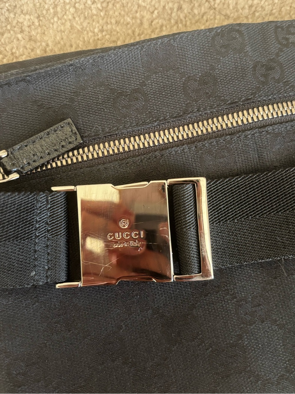 Vintage Gucci Black GG Canvas Belt Bag with Dual Pockets - Picture 9 of 14